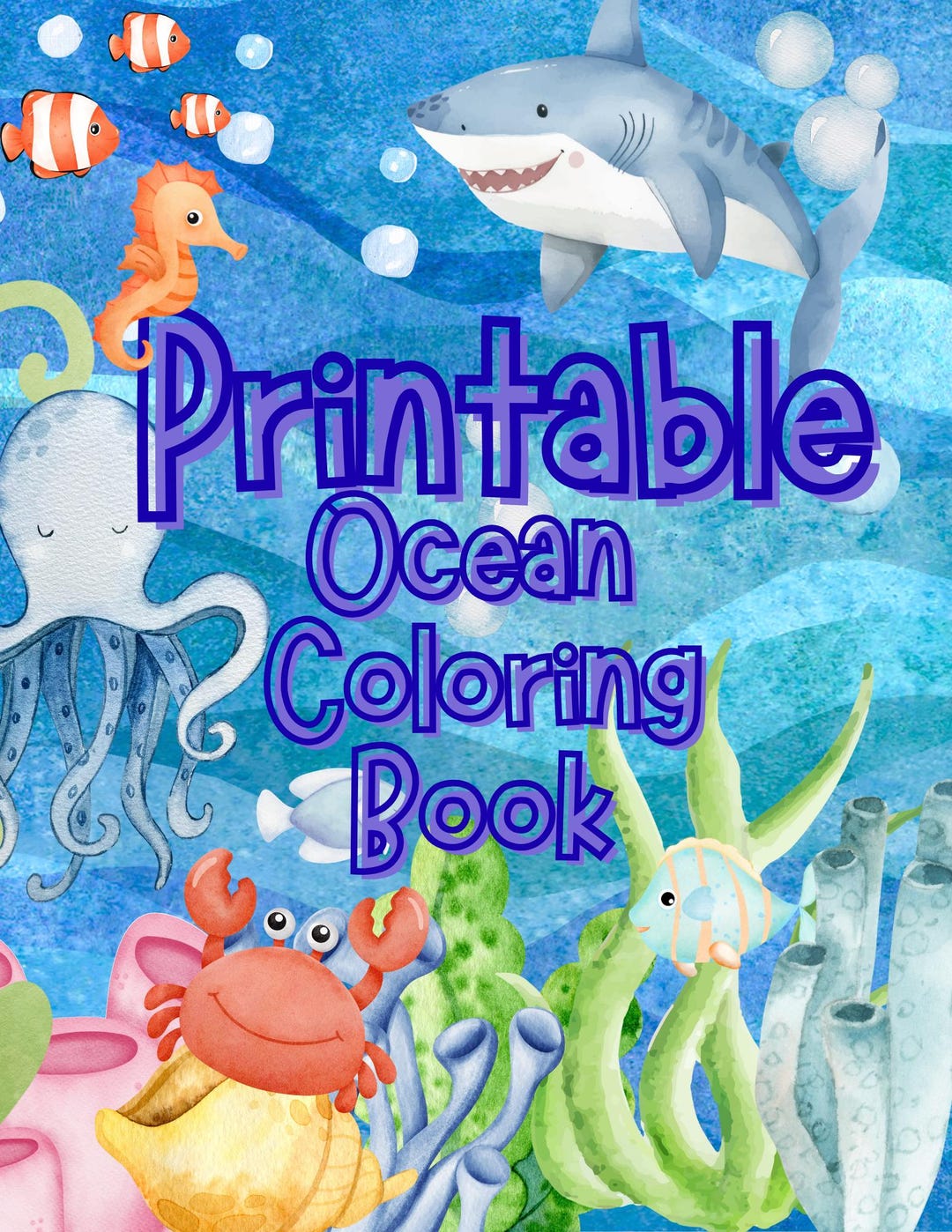 Ocean Coloring Book | 28 Printable Pages | Calming Sea Creatures &amp; Ocean Scenes | Digital ...