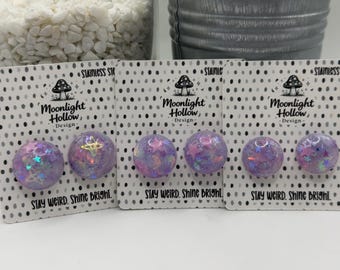 Pendientes Signature Mix Dome Stud / Mabel Moon & Cosmo Star / Pendientes llamativos de resina con purpurina / Pendientes Celestiales Pastel / Moonlight Hollow