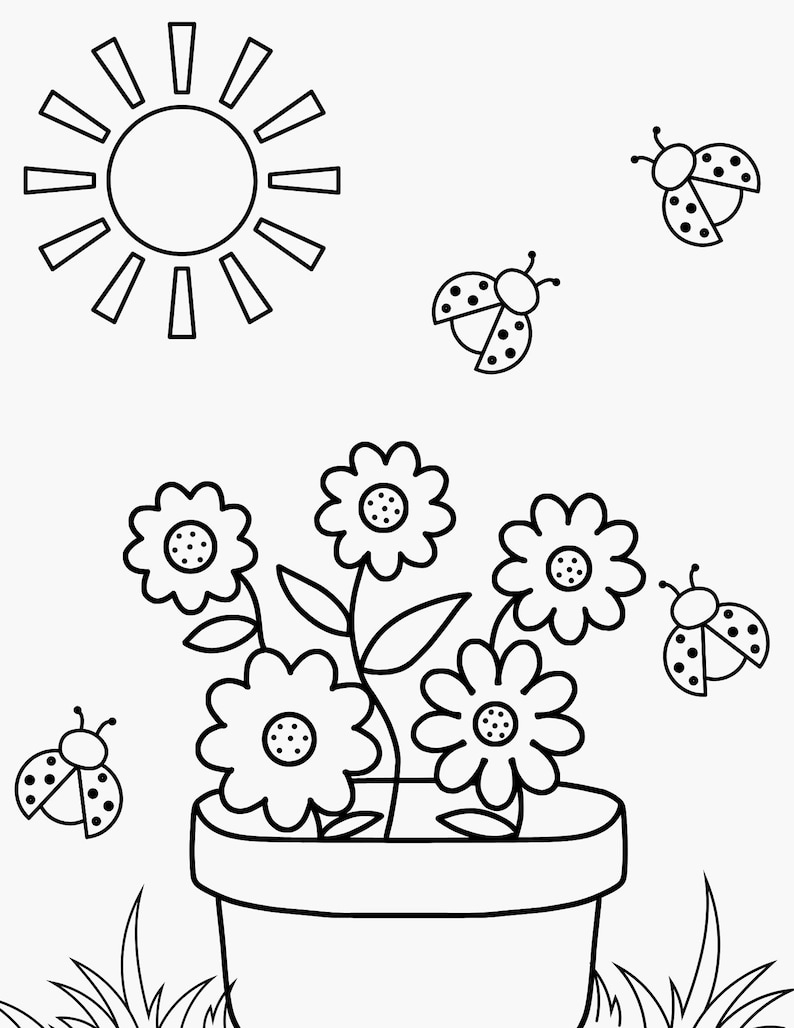 Spring and Garden Coloring Book Bundle | 15 Printable Pages | Flowers ...