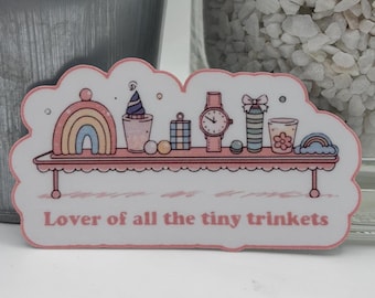 Pegatina "Amante de todos los pequeños adornos", pegatina de adorno pastel adorable, pegatina de vinilo con estética acogedora, pegatina kawaii para estante, pegatina para diario
