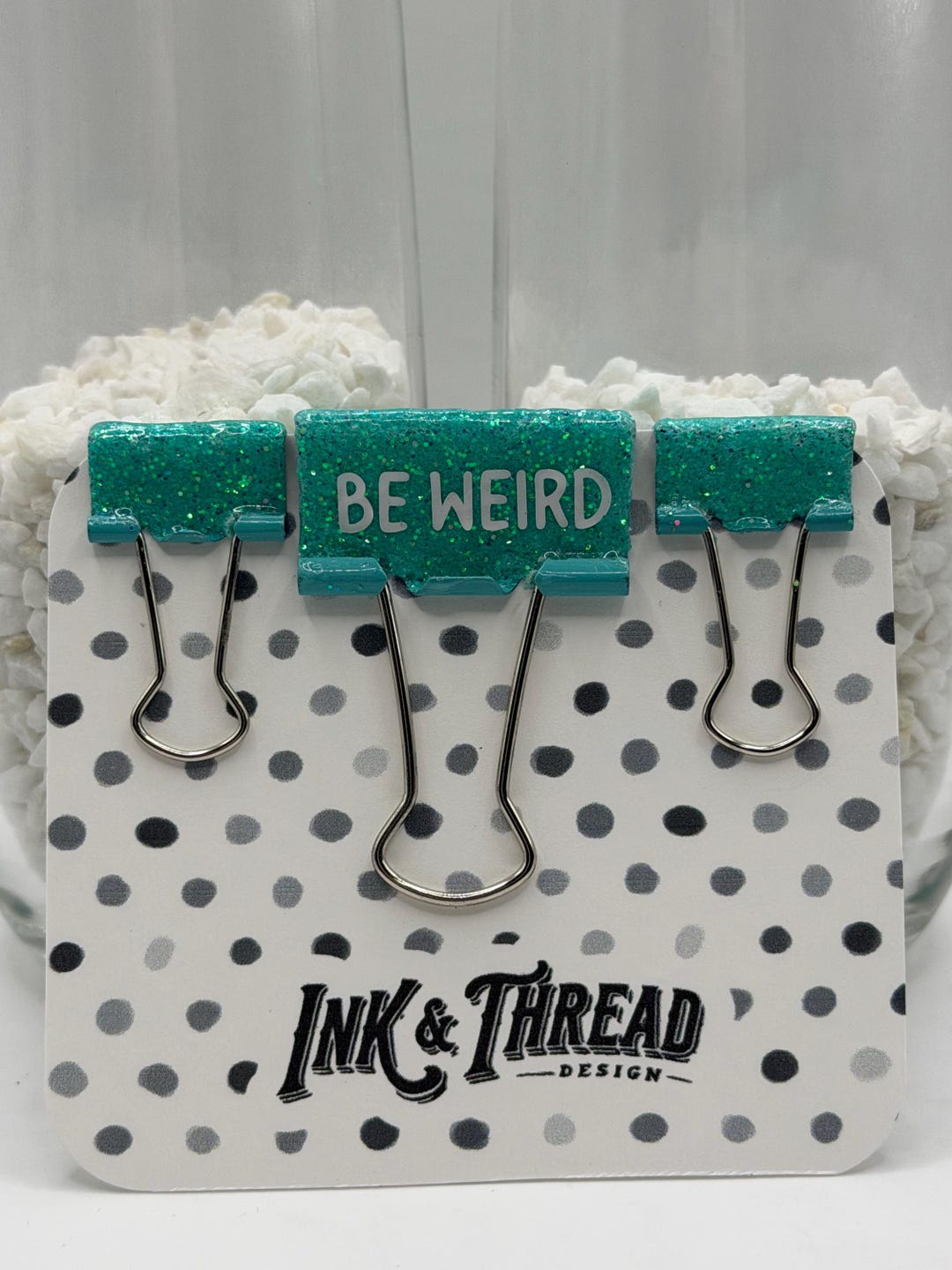 Affirmation Binder Clip Set – Resin Glitter Binder Clips – 3 Pack Desk ...