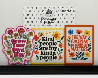 Paquete de pegatinas de afirmación (3 pegatinas) / Pegatinas con frases positivas / Bonitas pegatinas de vinilo / Regalo impermeable para la salud mental / Estética acogedora