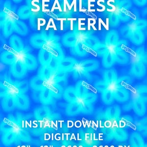 Blue Glowing Flower Seamless Pattern – 12x12&quot; Digital Paper for Sublimation, Scrapbooking, Fabric, Stickers, & More!