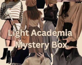 Klassisk Academia-kuraterad låda med mystiska damkläder och accessoarer