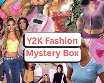 Y2K-modeestetik, utvald låda med mystiska damkläder och accessoarer