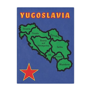 Yugoslavia Map Blanket with Retro Design | Soft Nostalgic Throw Blanket, Yugoslav Heritage Gift, Balkan Pride Home Decor for Couch or Bed