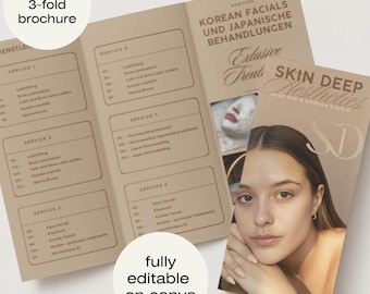 Esthetician Trifold Brochure Template, Salon Beauty, Canva Editable