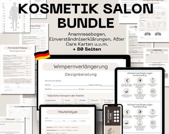 Komplettpaket Kosmetikstudio Vorlagen | Anamnesebogen, Einverständniserklärung, Pflegehinweise etc.| ü 80 Seiten Editierbar