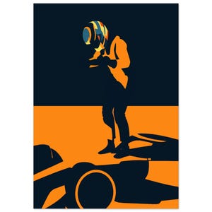 Oscar Piastri McLaren F1 Poster | Minimalist Formula 1 Wall Art | Orange Racing Print | Motorsport Decor | F1 Driver Victory Silhouette