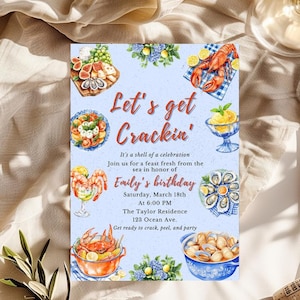Seafood Boil Invitation, Crab Feast Party Invite, Editable Coastal Birthday, Lobster Bake, Oyster Roast, Clambake, Printable Event Template