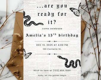 Swiftie Birthday Invite, Reputation Era Party Template, Editable Canva Download, Are You Ready For It Swiftie Party