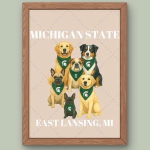 Michigan State Univ MSU Spartans Digital Prints, Wall Art- East Lansing Bars/Restaurants/Campus Landmarks/Sports/Sororities (Classic)
