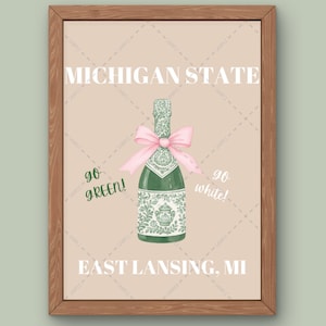Michigan State Univ MSU Spartans Digital Prints, Wall Art- East Lansing Bars/Restaurants/Campus Landmarks/Sports/Sororities (Classic)