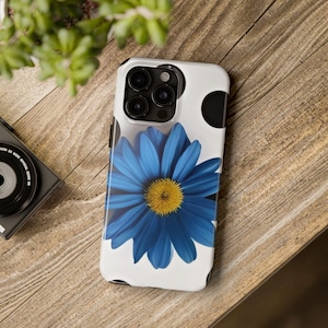 Blue Flower Phone Case: Polka Dot Design, Protective Lexan Cover