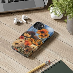 Funda rígida con diseño floral otoñal, flores de otoño, funda protectora, carcasa rígida, accesorios florales, funda protectora para teléfono