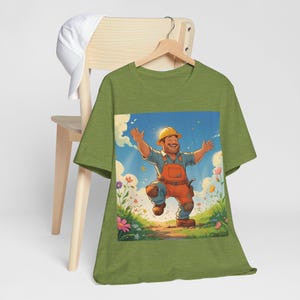 Bouwvakker bloemen uniseks T-shirt, T-shirt, herentop, shirt tuinman, bouwhoed T-shirt, cadeau bloemenliefhebber