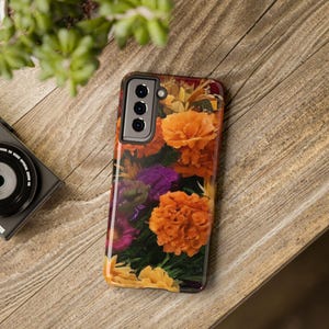 Funda rígida con flores de otoño, funda protectora con flores otoñales, funda rígida, accesorios con flores de colores, funda protectora para teléfono