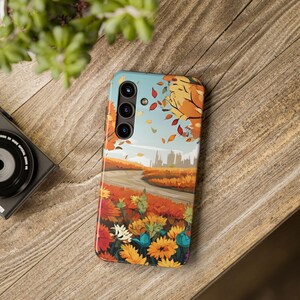 Funda rígida con flores de otoño, funda protectora con flores otoñales, funda rígida, accesorios con flores de colores, funda protectora para teléfono