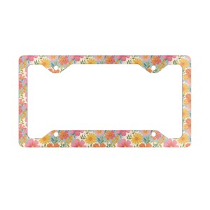 Floral Metal License Plate Frame: Flower Power Car Accessories