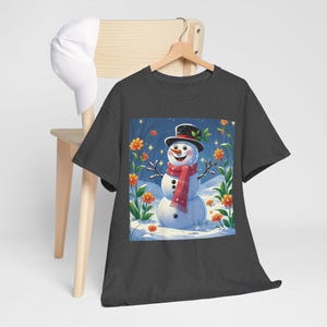 Schneemann Floral Graphic Tee: Frohes Winter Weihnachten Shirt