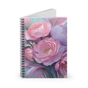 Floral Spiral Notebook: Pastel Flower Journal, 6x8 Ruled Pages