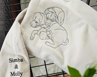 Embroidered Dog Sweatshirt, Sweatshirt With Pet Face, Portrait From Photo Shirt,Custom Dog Sweatshirts,Special Birthday Gift for Dog Mom/Dad