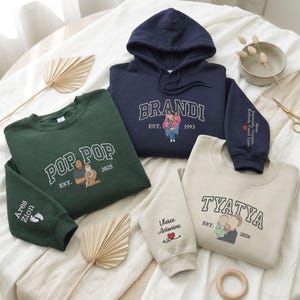 Custom Embroidered Family Portrait Sweatshirt, Personalized Mom Dad Papa Grandma Crewneck, Christmas Family Gift