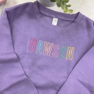 Personalized Embroidered Name Sweatshirt, Custom Block Letter Pullover, Monogram Kids Sweater, Birthday or Christmas Gift