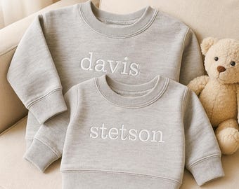 Personalized Name Embroidered Kids Crewneck Sweatshirt, Custom Toddler Outfit