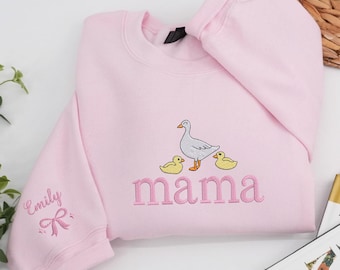 Embroidered Mama Sweatshirt, Goose Mama Crewneck, Mother's Day Gift, New Mom Gift, Baby Shower Gift, Cozy Mom Sweater, Cute Mom Sweatshirt