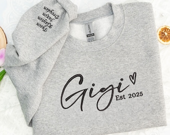 Sudadera Gigi personalizada bordada: sudadera personalizada para abuela, ropa de mujer, regalo para abuelos