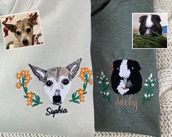 Benutzerdefiniertes Haustier besticktes Sweatshirt, benutzerdefiniertes Haustier-Shirt, Hundevater, Katzenmutter-Hemd, personalisiertes Haustiergesicht und Haustiernamen-Sweatshirt, Weihnachtsgeschenk