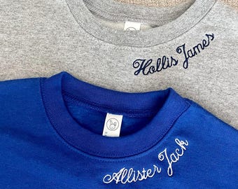 Personalized Toddler Sweatshirt | Embroidered Name Collar Crewneck