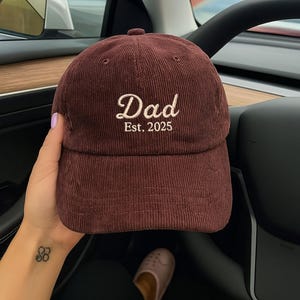 Casquette de baseball brodée personnalisée | Casquette personnalisée papa en velours côtelé | cadeau pour un nouveau grand-père | Anniversaire, cadeau de Noël