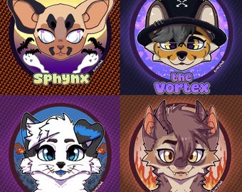 Furry Badge Anthro Fursona Furrie Character OC Art (Digital Download)