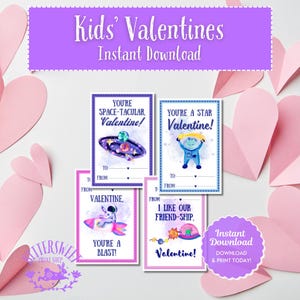 Cartes de Saint-Valentin scientifiques spatiales à téléchargement immédiat, échange de classe pour enfants, étiquettes mignonnes imprimables préscolaire 1er 2e 3e 4e 5e année extraterrestre