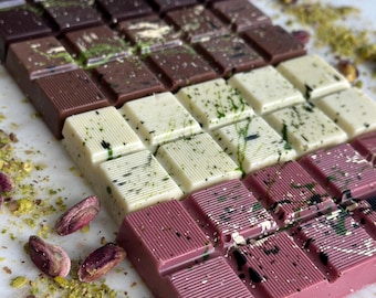 Handmade Pistachio Chocolate Bar: Belgian Dark Chocolate Kunefe
