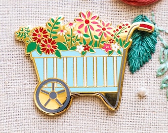 Spring Floral Wheelbarrow Magnetic Needle Minder