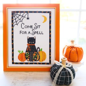 Come Sit for a Spell Halloween PDF Cross Stitch Quilt Pattern