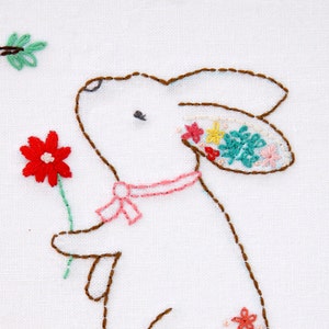Rosie the Floral Rabbit Embroidery Pattern - Etsy