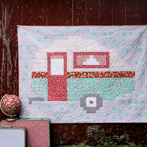 Pixelated Camper Quilt PDF Pattern DOWNLOAD image 1