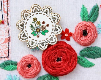 Vintage Floral Doily - Magnetic Embroidery Needle Minder