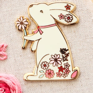 Floral Bunny Needle Minder imagem 2