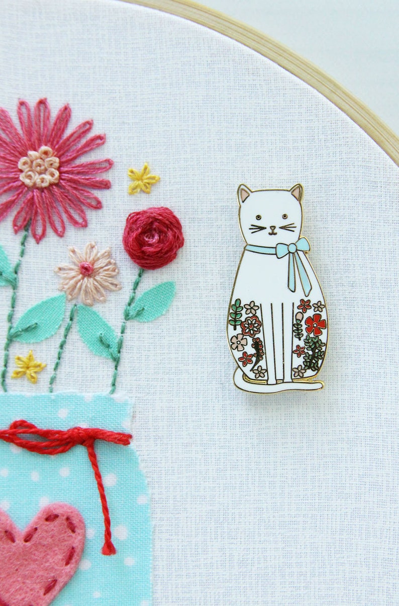 Floral Cat Magnetic Embroidery Needle Minder image 3