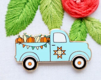 Vintage Fall Pumpkin Truck - Magnetic Embroidery Needle Minder