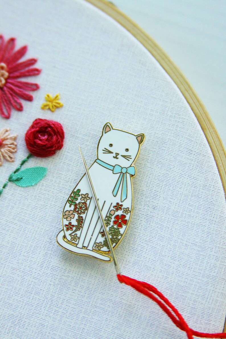 Floral Cat Magnetic Embroidery Needle Minder image 4