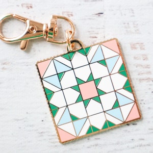 Shining Star Quilt Block Enamel Charm
