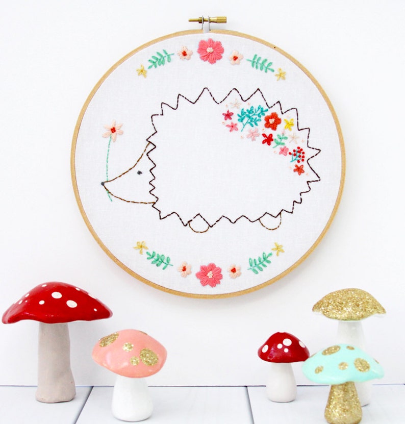 Harriet the Floral Hedgie Embroidery Pattern image 1