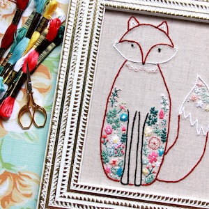 Francine the Floral Fox PDF Embroidery Pattern image 1