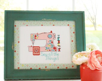 Sew All The Things Sewing Machine PDF Cross Stitch Quilt Pattern